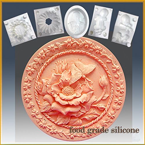 Peony Garden- Detail of High Relief Sculpture - Silicone Soap/Sugar/Fondant/Chocolate/Marzipan 2D Mold