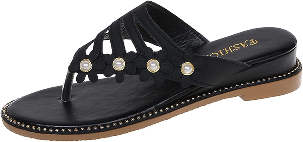 Boomgenics ビーチサンダル レディース ウェッジサンダル フリップフロップ 夏用 ドレッシー 花 スリップオン スライドサンダル スリッパ 靴 Boomgenics ミュール Amazon