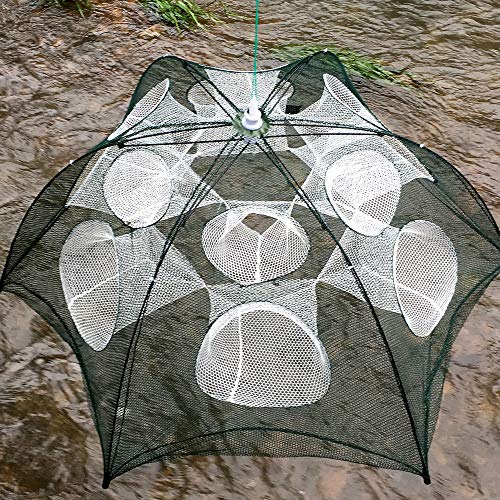 Isali Tools - New ETT 4-20 Holes Automatic Folding Fishing Net Shrimp Cage Nylon Foldable Crab Fish Trap Cast Net Cast Folding Fishing Network - (Color: 10 Sides 20 Holes Di)