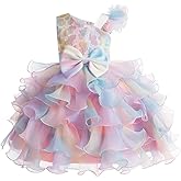Miipat Girls Pageant Party Dress Ruffle Flower Kids Wedding Ball Gown Sequin Formal Princess Dress 4-9 Years