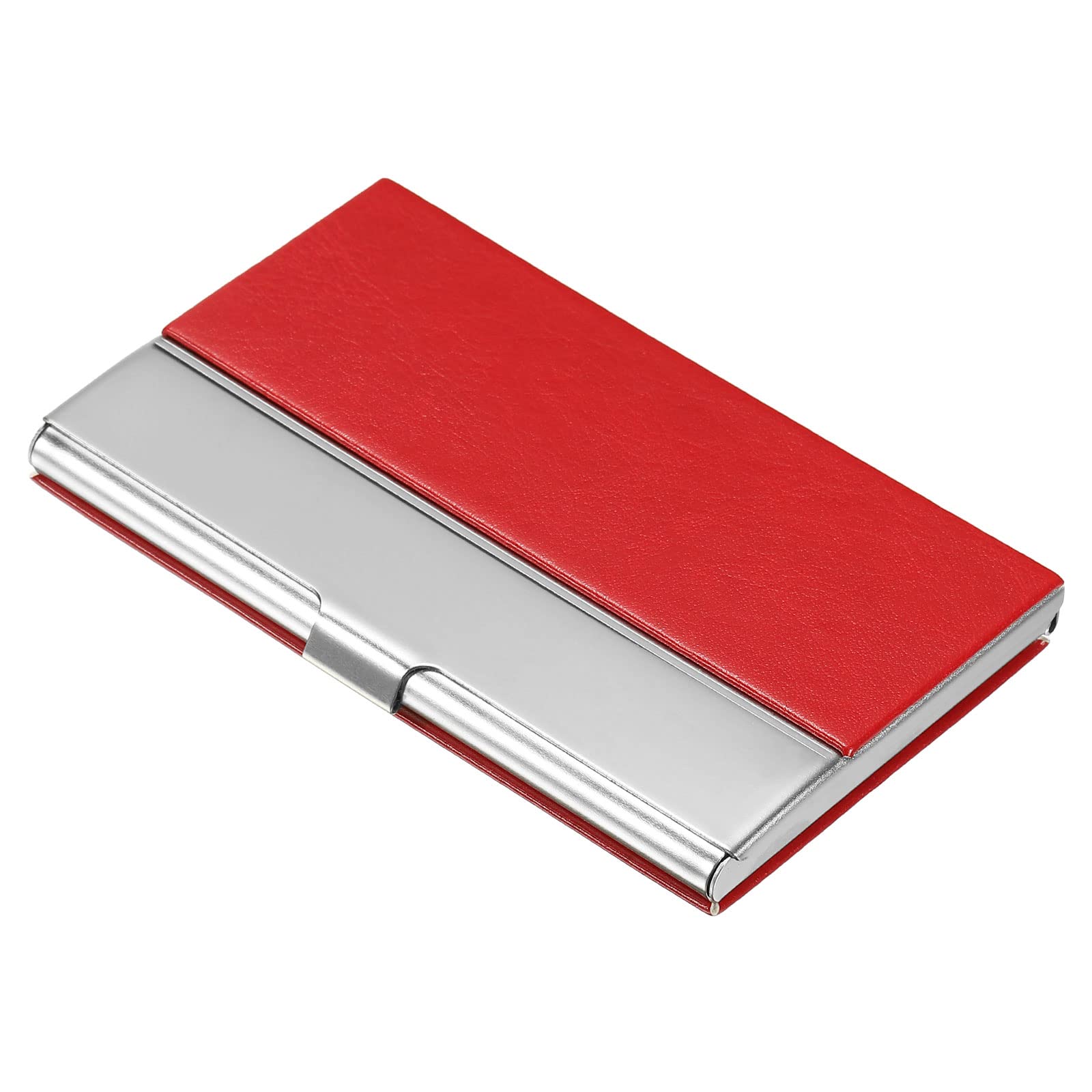 PATIKIL 3.7 x 2.4 x 0.3 Inch Business Card Holder, PU Leather Flip Slim Name Cards Protector Case for Women Men, Red