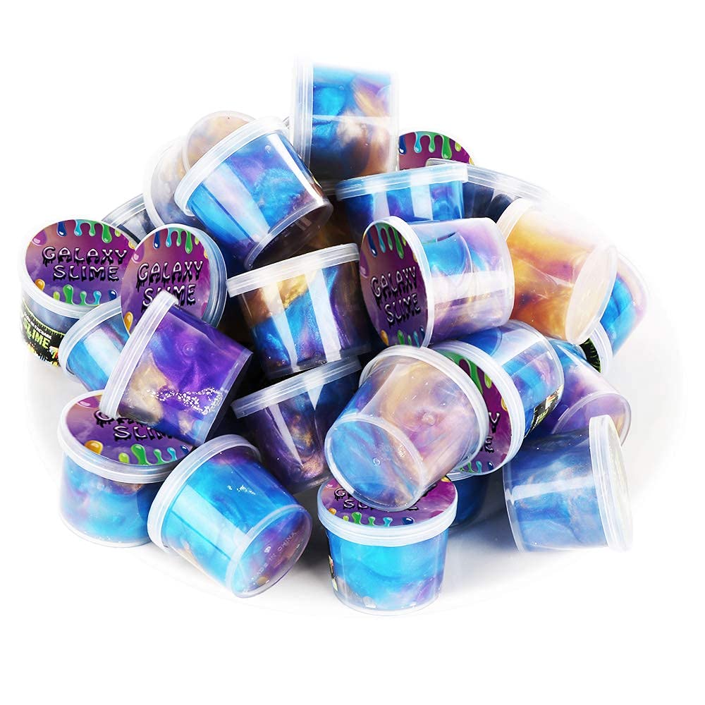 48 Packs Galaxy Putty Slime, Party Favor for Kids Girls & Boys, Adults, Non Sticky, Stress & Anxiety Relief, Wet, Super Soft Sludge Toy,Easter Basket Stuffers
