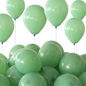 100 Pieces 5 Inches Balloon Latex Balloons Eucalyptus Party Latex Balloon for Wedding Birthday Baby Shower Theme Party Decoration (Grass Green)