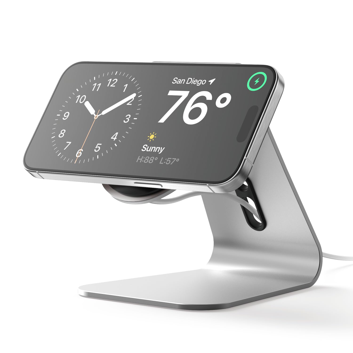 elago MS4 Charging Stand Compatible with MagSafe Charger - Premium Silicone Stand Compatible with iPhone 17, 16, 15, 14, 13, 12 Series [Charger Not Included] (Sliver)