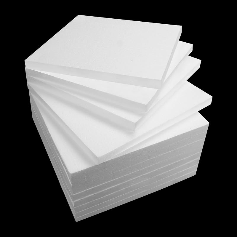 ASelected 12Pcs Styrofoam Blocks 30x30x2CM Polystyrene Craft Foam for DIY