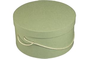 Sarah's Hat Boxes Classic Sage Green Hat Box – 14.75" x 7.5" (Dia. x Ht.) Handmade in USA – Odorless Non-Toxic Adhesive, Cording Handle – Premium Storage for Hats & Accessories