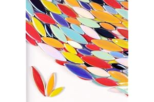 BTMIEY Leaf Petal Ceramic Mosaic Tiles for Crafts, 500g/1.1LB Irregular Mosaic Pieces, Petal Mosaic Tiles DIY Mosaic Making Stones for Craft Hobby Arts Wall Decoration (Iridescent Mix Color)