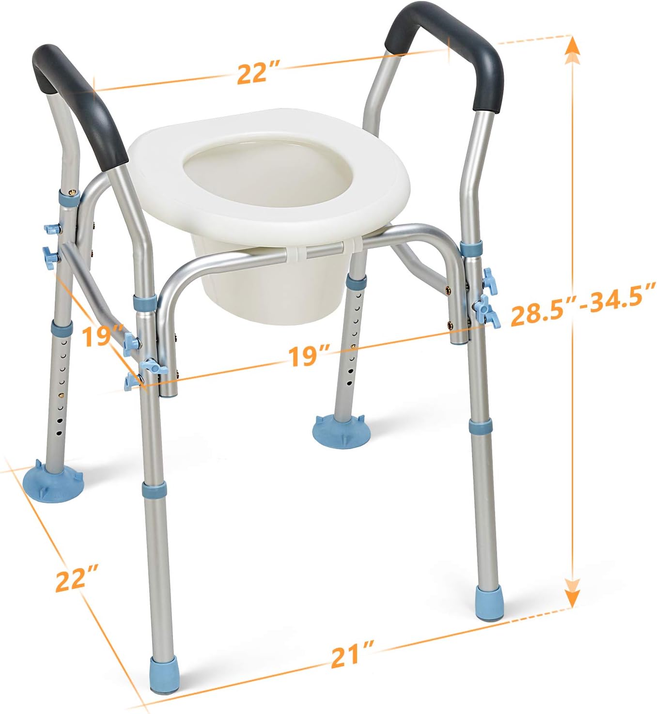 OasisSpace Stand Alone Raised Toilet Seat 300lbs - Heavy Duty Medical Raised Homecare Commode and Safety Frame, Height Adjustable Legs, Bathroom Assist Frame for Elderly, Handicap, Disabled: Health & Personal Care