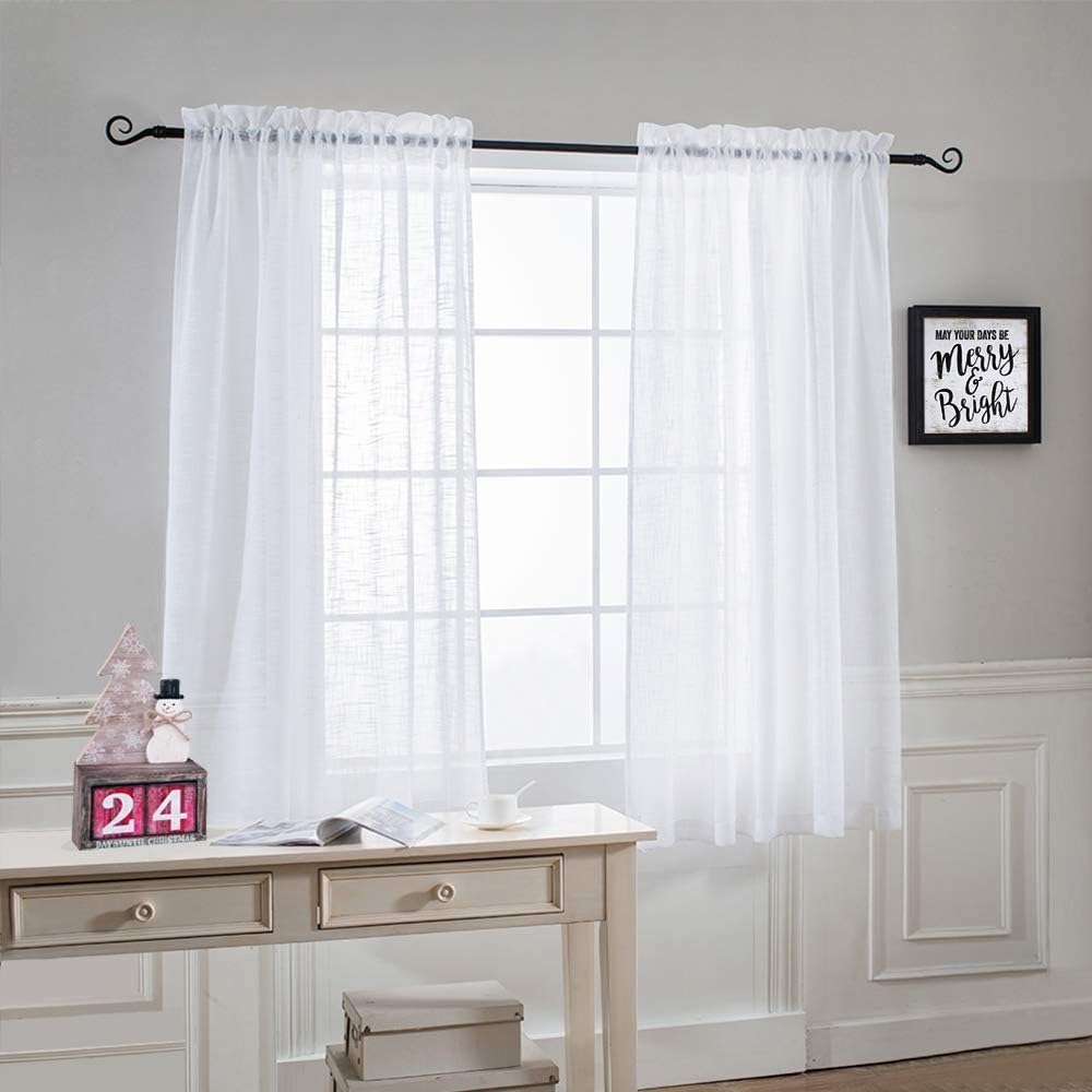 Amazon Com Nicetown Faux Linen Sheer Curtains Privacy
