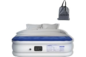 Luxchoice Air Mattress Queen with Built-in Pump 18 Inches Deluxe Inflatable Mattress Durable Blow Up Mattress 3 Mins Quick Inflation Portable Air Bed for Home Camping Travel Guest