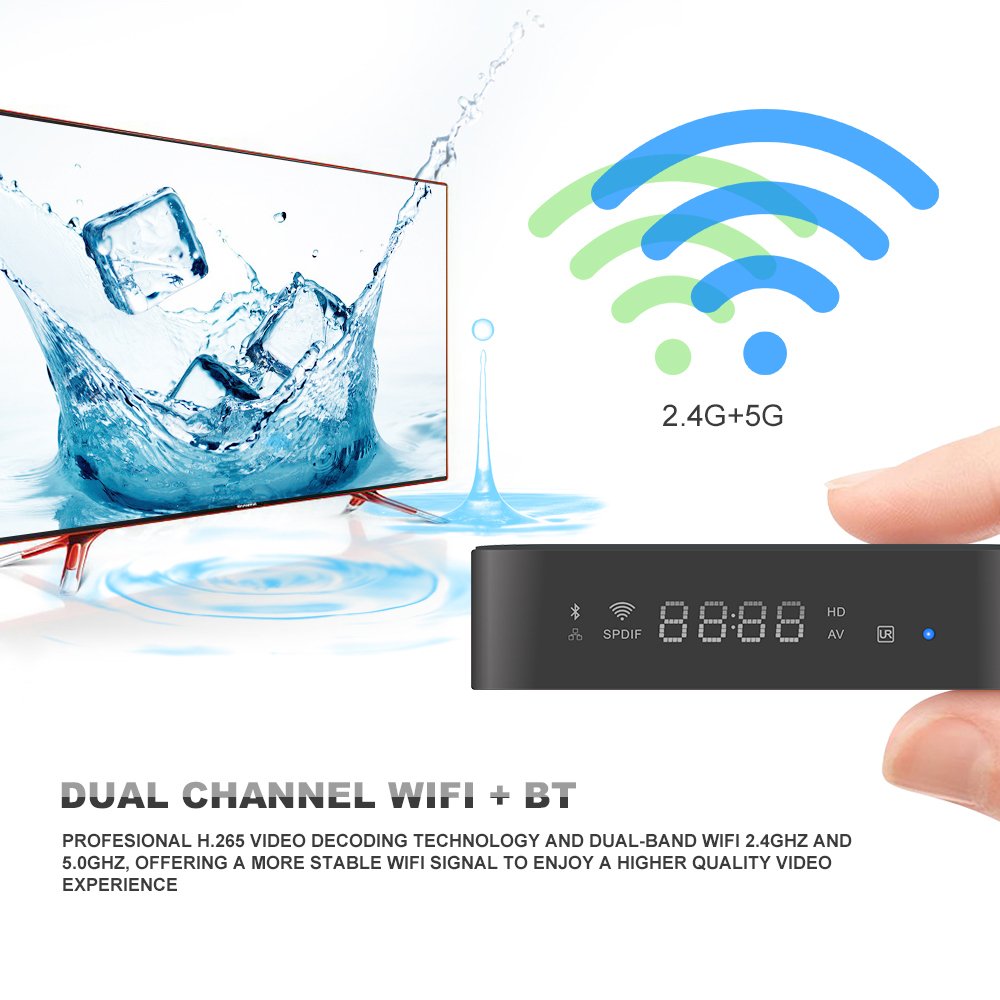 Android 7.1 TV BOX, [3GB RAM+16GB ROM] Amlogic S912 Octa Core 64 Bits Processor 3D 4K HD Player with LED Display 2.4G/5G Dual Wifi 1000M LAN-Z Turbo(2018 Newest)