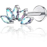 BelezaDosas G23 Titanium Labret Studs Threadless Push-in Labret CZ Press Fit 16G 6mm 8mm Lip Cluster Tragus Helix Medusa Cartilage Monroe Push Back Earring Piercing Jewelry for Men Women