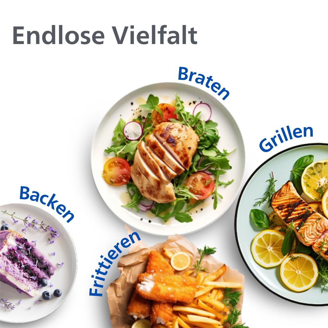 Philips Airfryer 3000 Series Dual Basket, Heißluftfritteuse mit 2 Körben, 9L Kapazität (6L+3L), RapidAir Plus Heißlufttechnologie, 90% weniger Fett, Rezepte-App, Spülmaschinenfest, Weiß (NA353/10) 7
