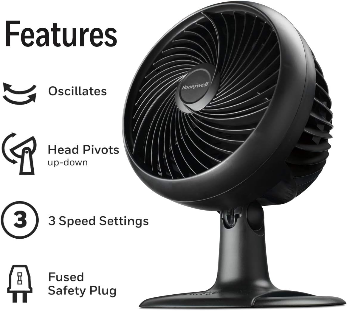 Honeywell Turbo Force Oscillating Table Fan, HT-906,Black,Medium (Oscillating): Home & Kitchen