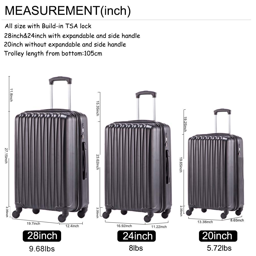 Expandable Luggage Sets Hardshell Spinner Luggage with TSA lock