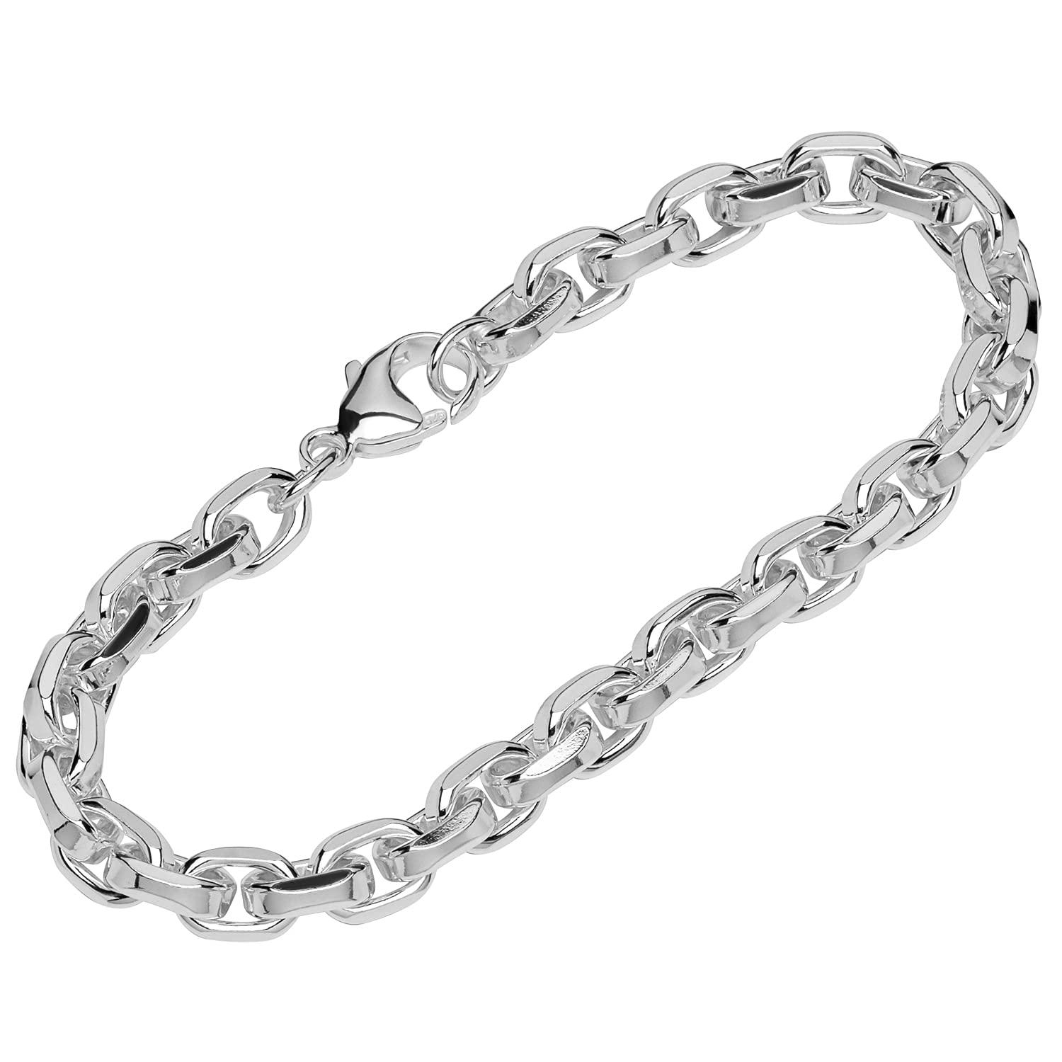 NKlaus bracelet 925 Sterling Silver 22cm anchorchain 6 times diamond uni bracelet fine 12294