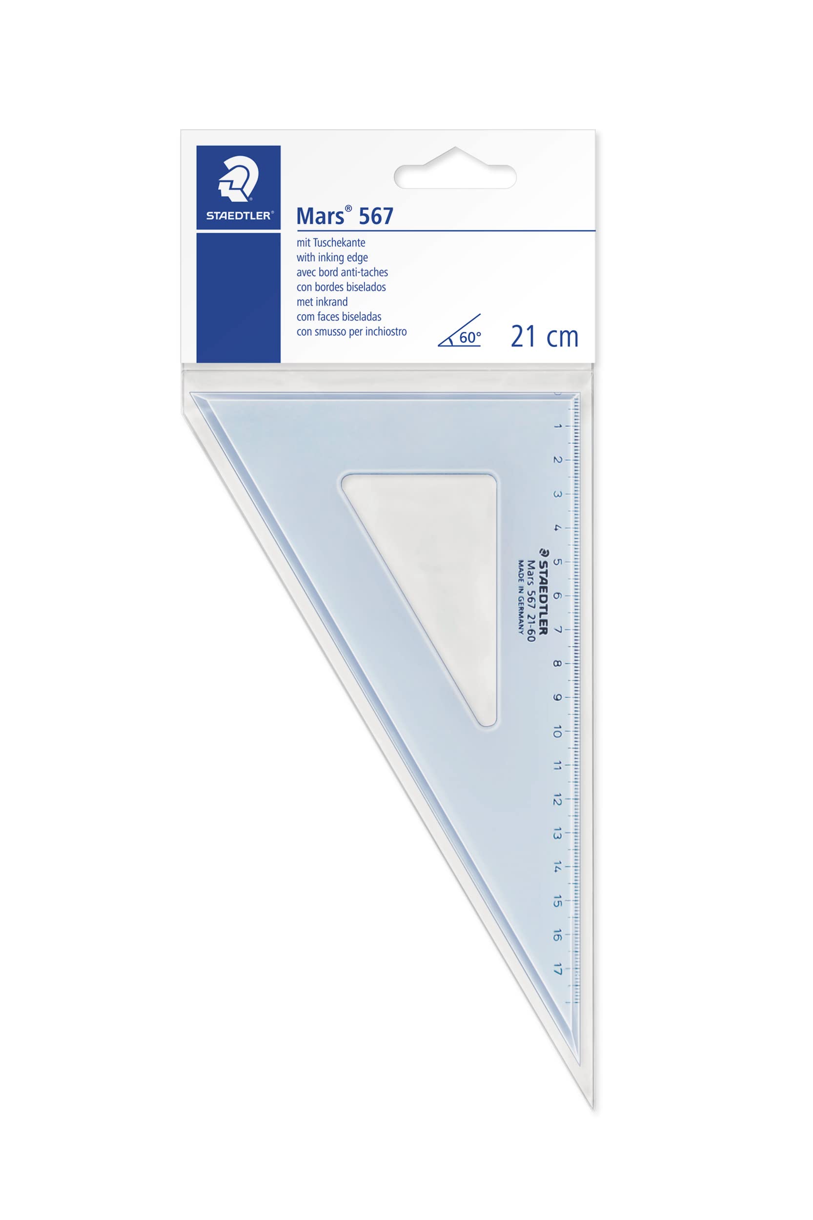 Staedtler Mars 567 21-60 Set Square 20 cm 60/30 Degree - Blue