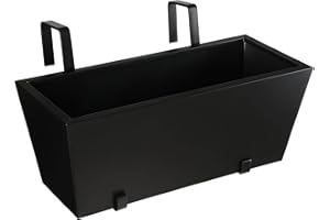 BIRDROCK HOME 1pk Metal Railing Planter - Balcony Flower Box - Deck Rail Boxes - House Apartment Plant Pot - Black