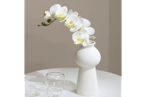 JEVA 1 Pack Artificial White Phalaenopsis Orchid Flower ONE stem containing 9 Flowers