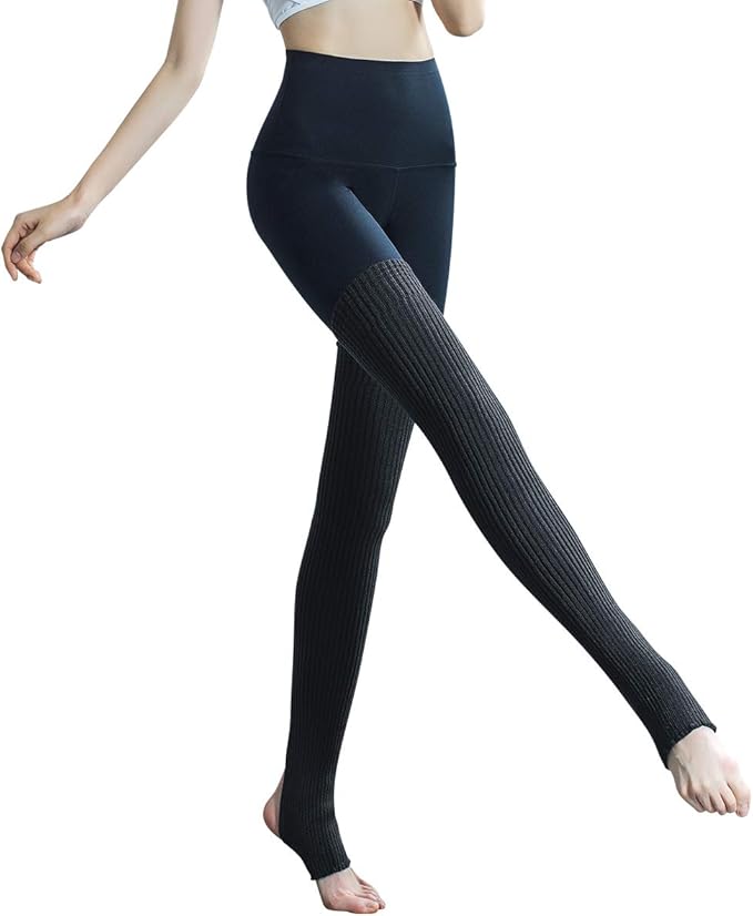 MEESU Womens Stirrup Yoga Socks Ballet Pilates Dance Socks Over Knee