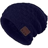 Agkey Wireless Music Hat Beanie with Headphones Smart Beanie Headset Winter Hats Warm Musical Cap 5.0 Headphone with Mic Handsfree for Skiing Skateboarding Jogging for Men Women Boys Girls Blue