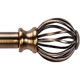 Brass Curtain Rods for Windows 30-88 Inch Adjustable Heavy Duty Metal,1 Inch Pipe Decorative Modern Rustic Blackout Drapery Rods with Twisted Cage Finials