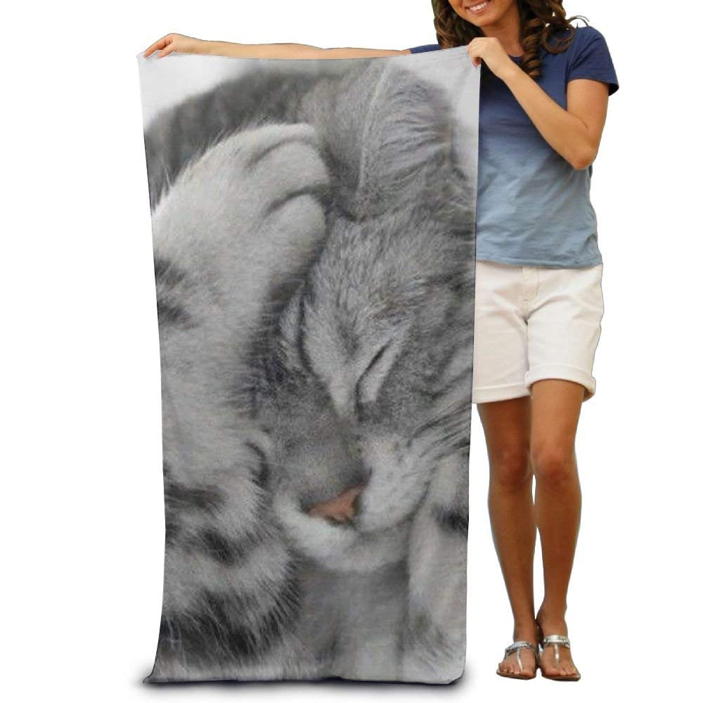Hustor Serviette De Bain Chat Adorable Chaton A Motifs Doux Serviette De Plage 78 7 X 129 5 Cm Serviette De Toilette Avec Design Unique Serviettes De Plage Cuisine Maison
