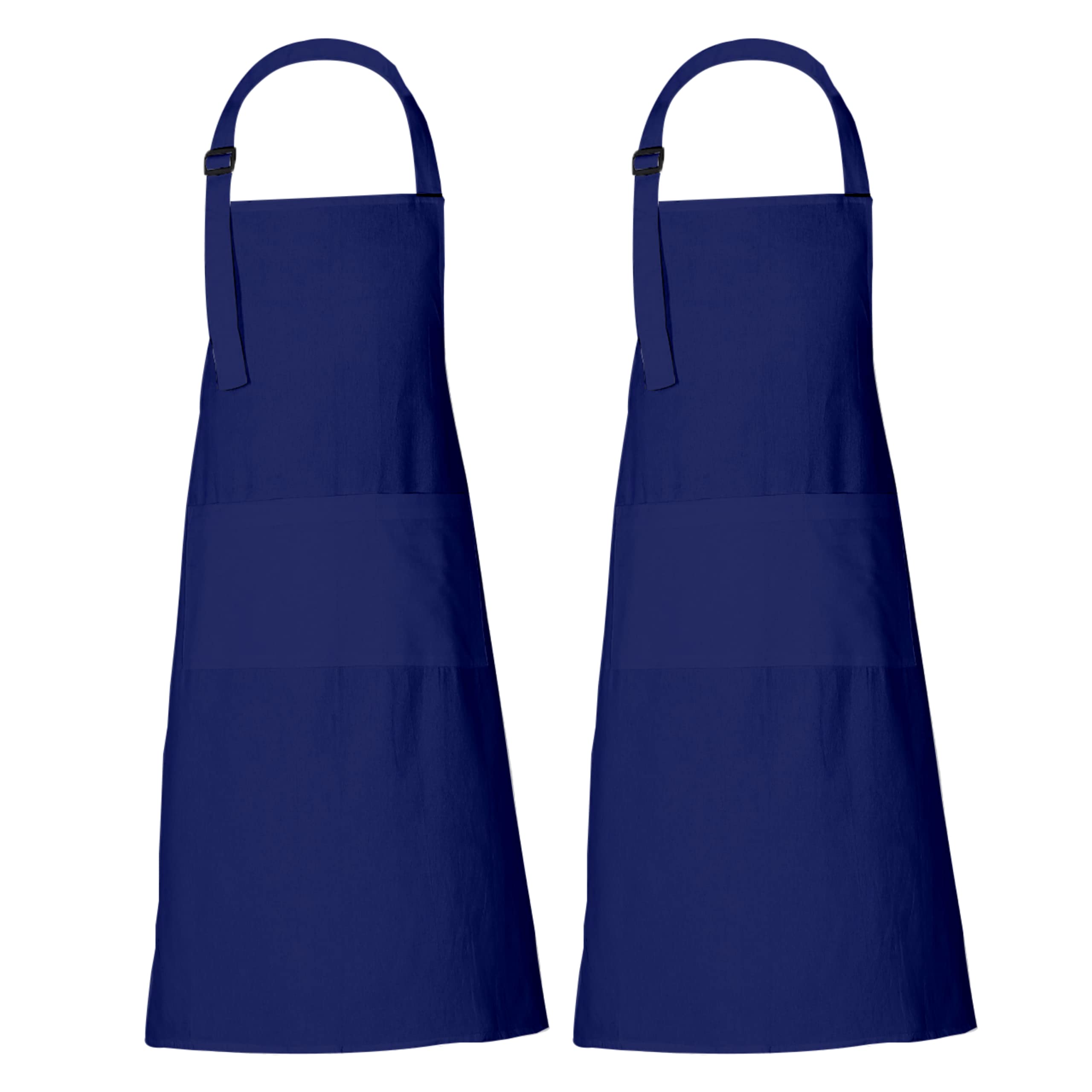 RAJRANG Set of 2 Navy Blue Chef Aprons for Men Women Cotton pockets Waiter Apron For Kitchen Apron 89x69 cm — image 1