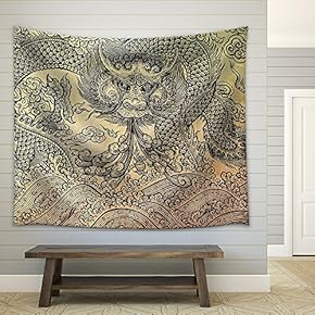 The Old Pattern of Dragon - Fabric Wall Tapestry Home Decor - 51x60 inches