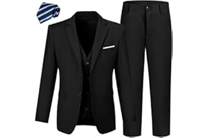 LOPEN STU Boys' Suit Kids Formal Tuxedo Suits for Boys Wedding Outfits Dress Vest Pants Suspenders Set Adjustable Waist