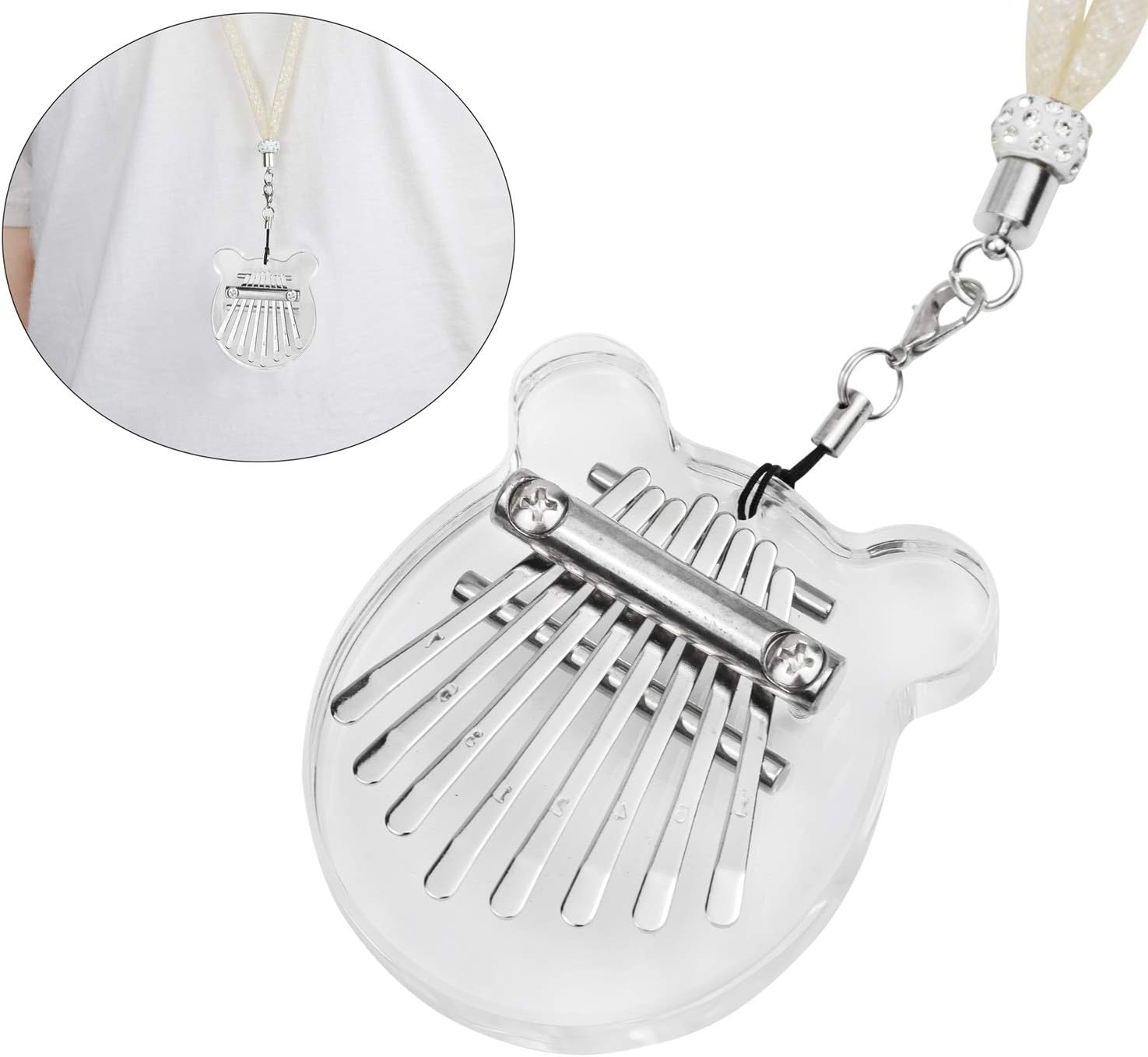 Alnicov 8 Keys Thumb Piano,MiNi Transparent Acrylic Finger Piano with lanyard Suitable,for Beginners in Birthday Christmas and Other Occasions(Bear Ear Shape) - Image 5