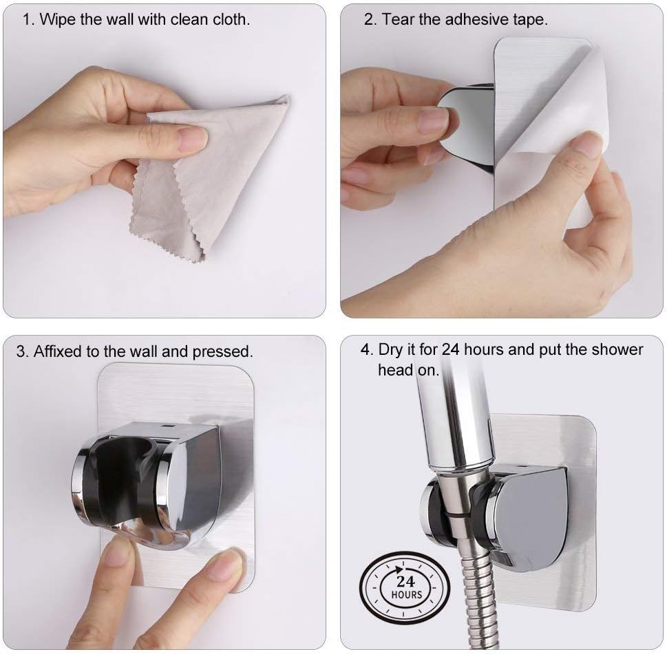 Clarmonde Adjustable Bathroom Shower Head Bracket Wall Mount Mounted Holder ABS Chrome (Bracket 03), 100*75*70mm - Image 4