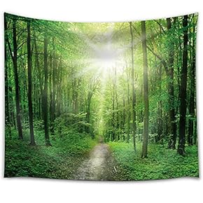 Big Bright Sun Illuminating a Path That Leads to a Forest - Fabric Tapestry, Home Decor - 51x60 inches