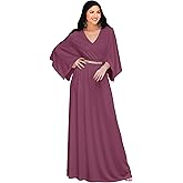 KOH KOH Womens 2026 Long Elegant V-Neck Batwing Sleeve Cocktail Kaftan Maxi Dress