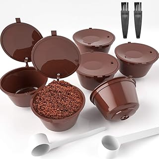 ZesNice 6 Stück Ersatz Kapsel Nachfüllbare Kapseln Wiederverwendbare Kaffee- Kapsel Kaffeekapseln für Dolce Gusto mit 2 Kaffeelöffel und 2 Bürste (10 Stück)
