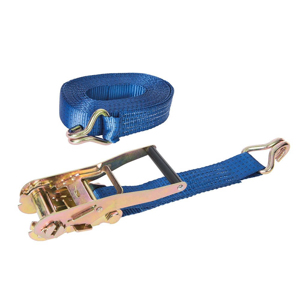 Silverline Ratchet Tie Down Strap J-Hook 8m x 50mm - Rated 1700kg Capacity 3400kg (MS21)