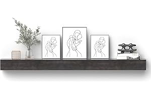 POPRHINO Fireplace Mantel Shelve, Solid Wood Baked Finish Wall-Mounted Floating Shelf for Over Fireplace, Handcrafted Floating Fireplace Mantels with Wooden Bracket, 80 x 8 x 6 Inches