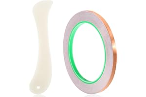 Yuomeaz 1/4 in Copper Foil Tape for Stained Glass, 20 m Conductive Adhesive Stained Glass Foil Tape, Copper Reactive Foil with Foiling Tool for Electrical Repairs, DIY Craft