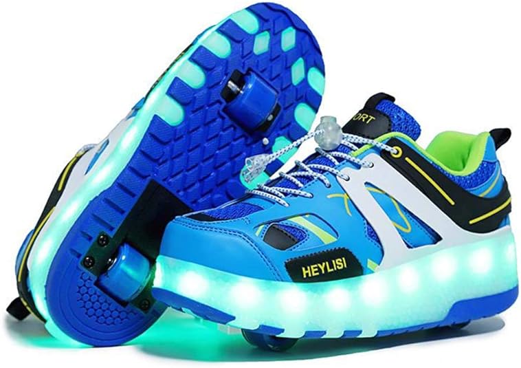 Roller Skates Shoes Girls Boys Double Roller Shoes Kids Outdoor Luminous Shoes for Kids Amazon.ae