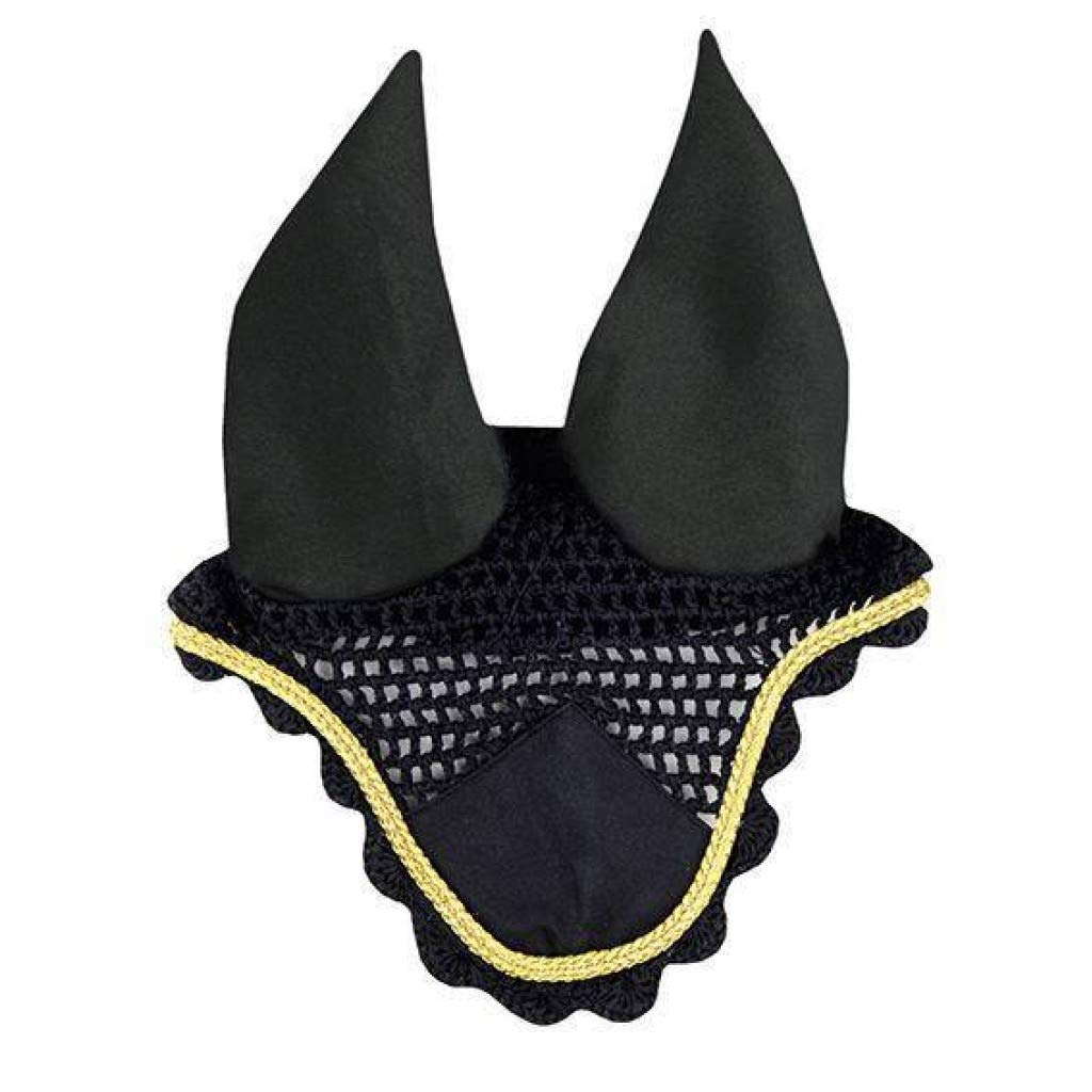 HKM 3387 Fly Cover, Insect Protection, Fly Protection, Ear Protection, Black/Gold, Thoroughbred