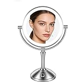 PJE Vanity Mirror with Lights,360 Mirror Magnifying Mirror with Light 10X,3 Light Settings Rechargeable Makeup Mirror,Dimmabl