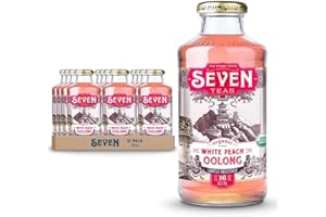 SevenTeas White Peach Oolong Tea, Organic Bottled Iced Teas 16 OZ (Pack of 12 Bottles)