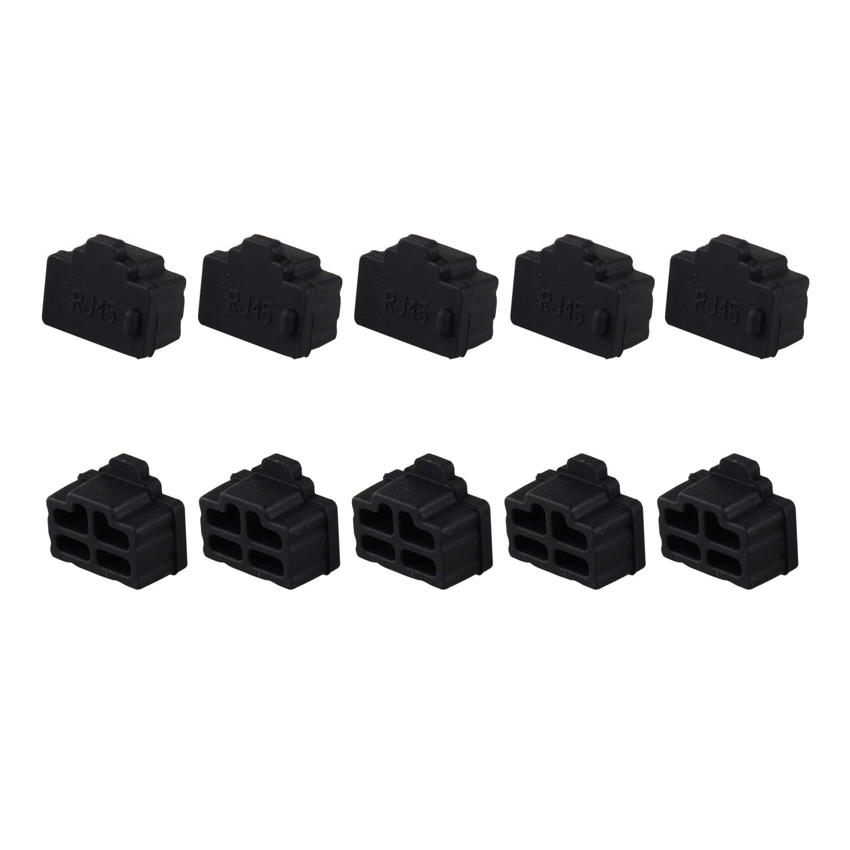 Futheda 10Pcs Silicone Ethernet Hub Port RJ45 Anti Dust Cover Cap Protector Connector Plug Compatible with Computer TV Router Black
