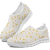 Women Yellow Summer Shoes Breathable Lightweight No Laces Work Shoes for Women Mesh Walking Slip-Ins Round Toe Loafer Dressy Daily Wear Gifts for Wife Mom Sister