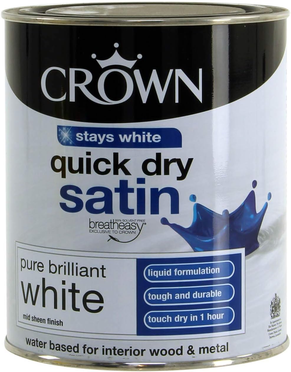 Crown Retail Quick Dry Satin Pure Brilliant White 750ml