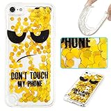 iPod Touch 6 Case,iPod Touch 5 Case, Ranyi [Liquid Glitter Series] Flowing Liquid Glitter Soft Clear TPU Case for Apple iPod touch 5 6th Generation (don't touch my phone)