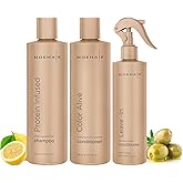 MOEHAIR Trio Pack: Protein Infused Shampoo + Color Alive Conditioner, and Leave-in Conditioner (12 Fl Oz Each) - Hydrating and Nourishing for Dry, Damaged, and Color-treated Hair