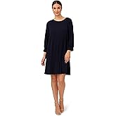 Adrianna Papell Womens Pleated Knit Crew Neck Dress