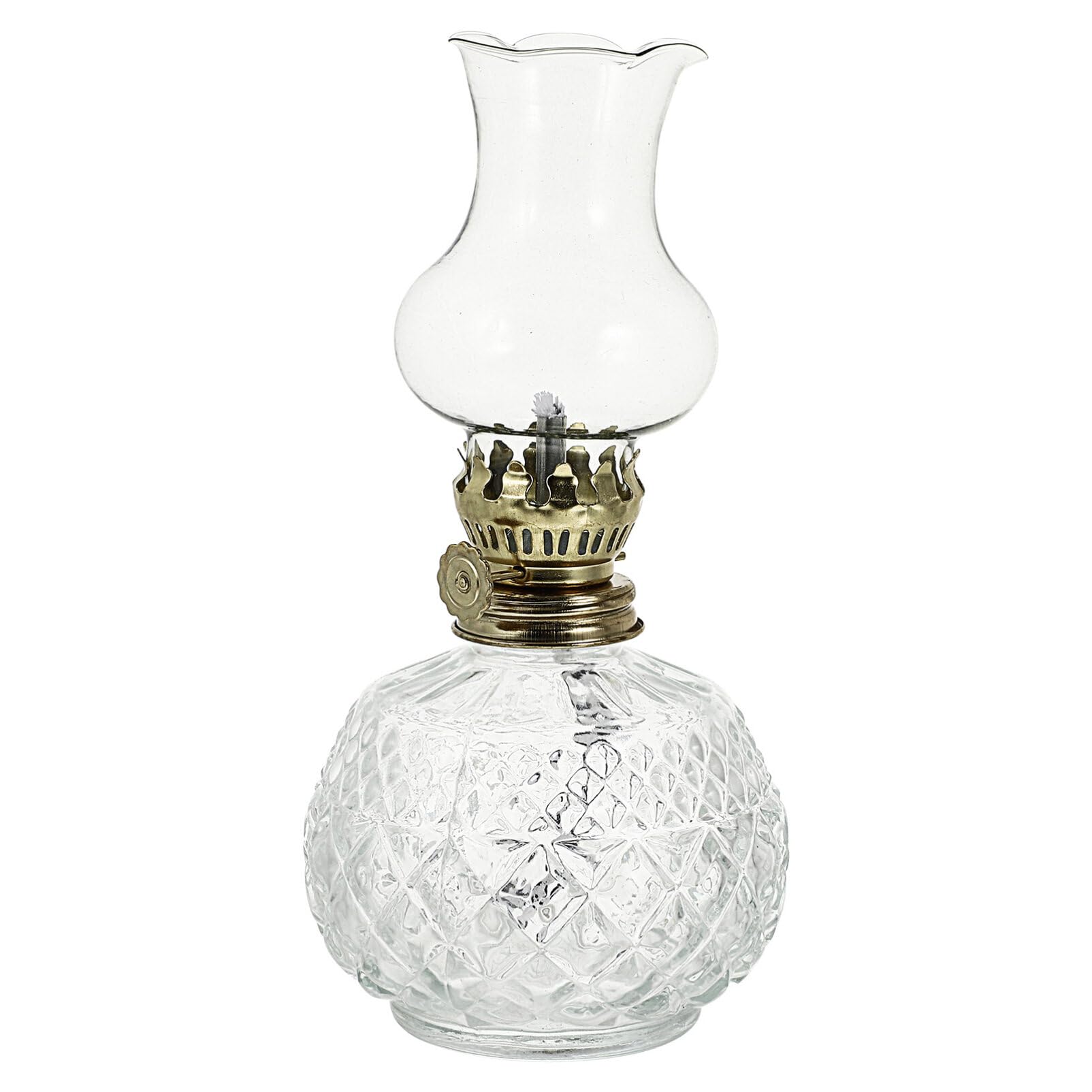 Garneck Vintage Glass Oil Lamp Kerosene Lamp Decorative Oil Lantern with Adjustable Fire Wick for Indoor Home Lighting Rustic Decoration