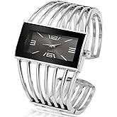 SENRUD Fashion Cuff Bracelet Watches for Women Luxury Rectangular Dial Analog Quartz Wrist Watch Gifts for Ladies